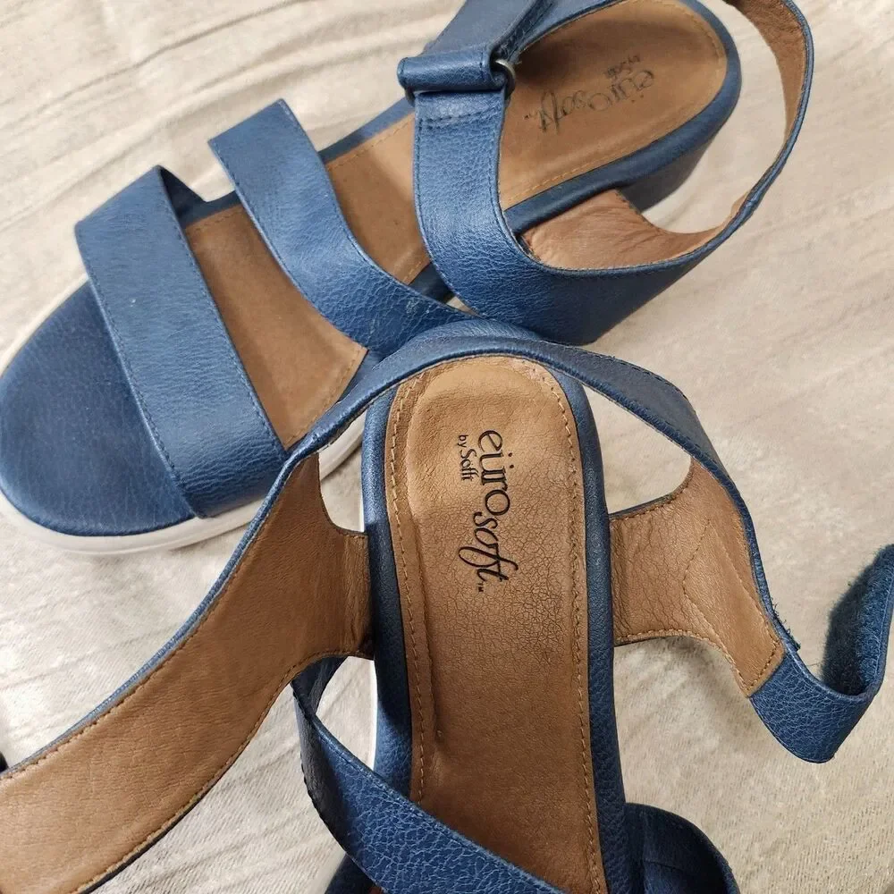 Eurosoft Joella Comfort Sandals Adjustable Straps Blue Size 9 Walking Cushioned